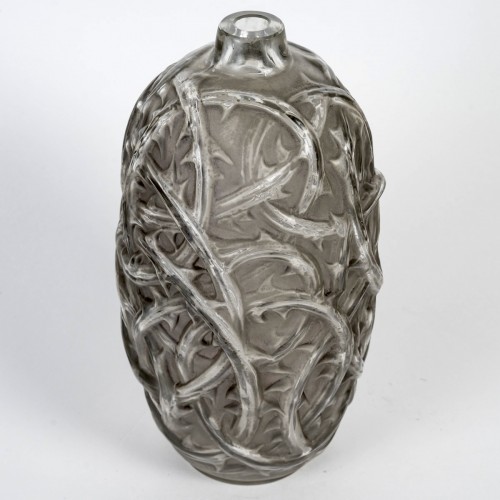 1920 René Lalique - Vase Ronces patiné gris - Verrerie, Cristallerie Style Art Déco