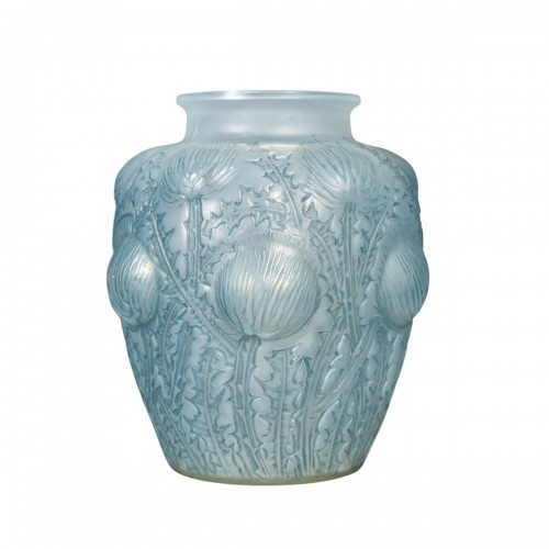 1926 René Lalique - Vase Domremy With Blue Patina