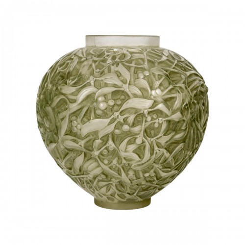 1920 René Lalique - Vase Gui patiné vert