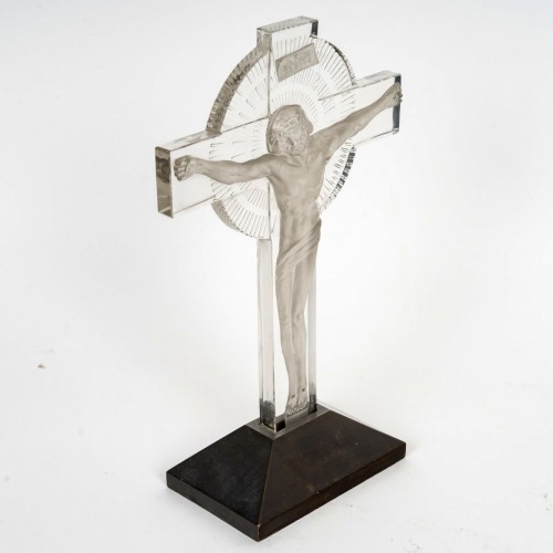 1932 René Lalique - Statuette Crucifix Christ - Glass & Crystal Style Art Déco