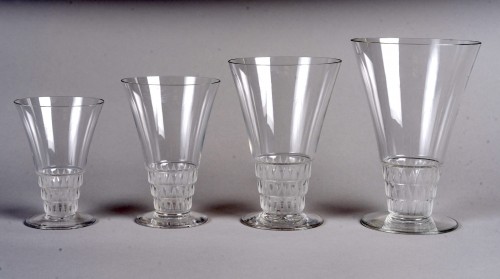 1930 René Lalique - Set of 48 Pieces Bourgueil Glasses, Plates And Bowls - Glass & Crystal Style Art Déco