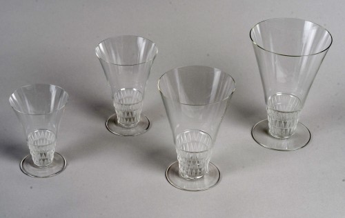 1930 René Lalique - Set of 48 Pieces Bourgueil Glasses, Plates And Bowls - 