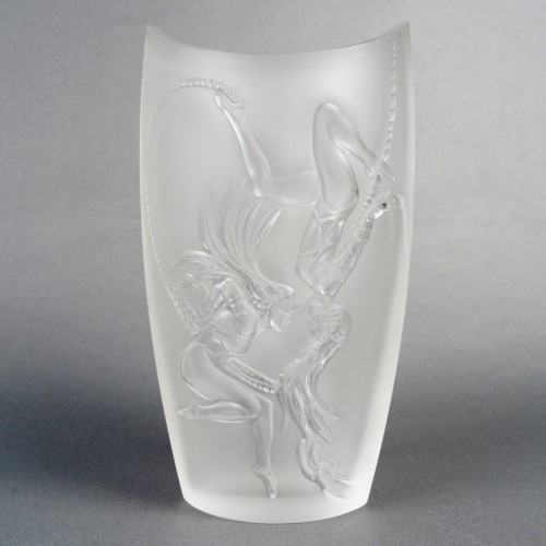 Lalique France - Vase &quot;Cordes&quot;  - Glass & Crystal Style Art Déco