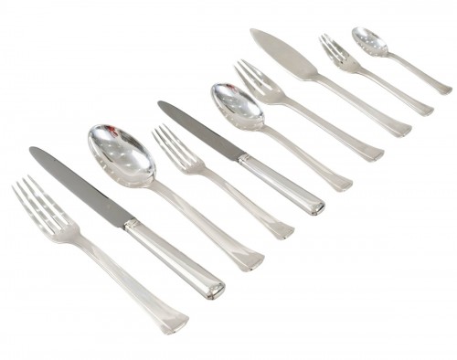 Jean E. Puiforcat Cutlery Flatware Set Dinard Papyrus Sterling Silver 131P