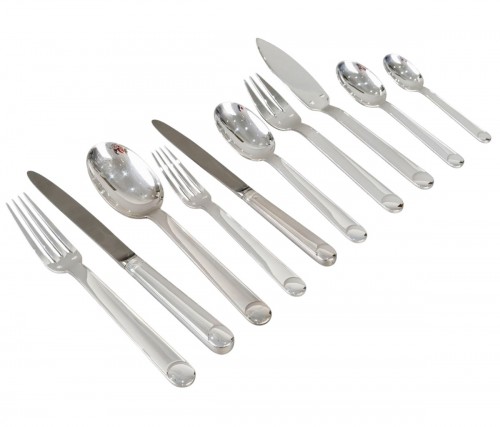 Jean Puiforcat - Art Deco Cutlery Flatware Set Normandy Silver Metal - 92 P