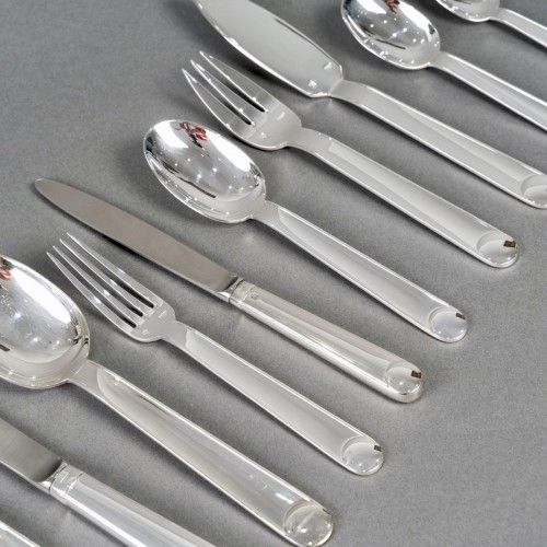 Jean Puiforcat - Art Deco Cutlery Flatware Set Normandy Silver Metal - 92 P - silverware & tableware Style Art Déco