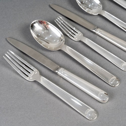 silverware & tableware  - Jean Puiforcat - Art Deco Cutlery Flatware Set Normandy Silver Metal - 92 P