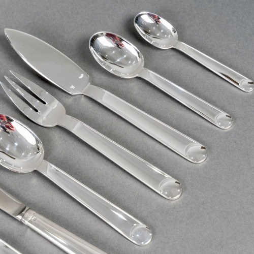 Jean Puiforcat - Art Deco Cutlery Flatware Set Normandy Silver Metal - 92 P - 