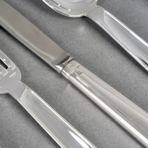 Jean Puiforcat - Art Deco Cutlery Flatware Set Normandy Silver Metal - 92 P - Art Déco