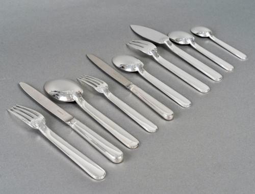 Art Déco - Jean Puiforcat - Art Deco Cutlery Flatware Set Normandy Silver Metal - 92 P