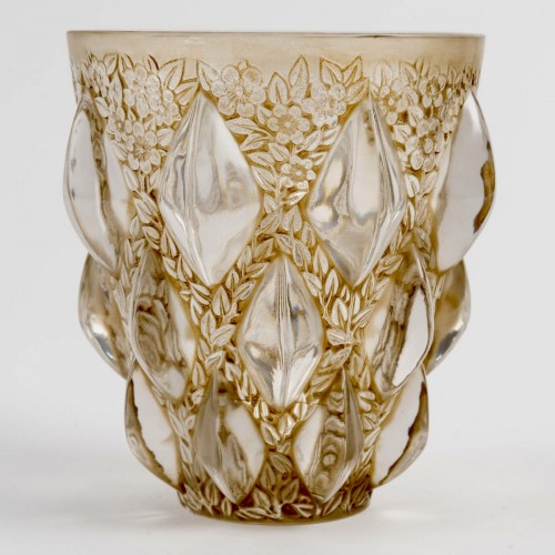 1927 René Lalique - Vase Rampillon Glass With Sepia Patina - Glass & Crystal Style Art Déco