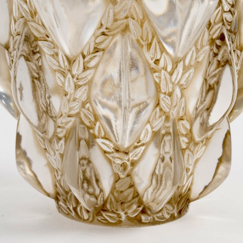 1927 René Lalique - Vase Rampillon Glass With Sepia Patina - 