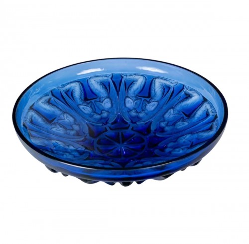 1930 René Lalique - Bowl Anges Angels Navy Blue Glass