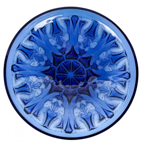 1930 René Lalique - Bowl Anges Angels Navy Blue Glass - Glass & Crystal Style Art Déco