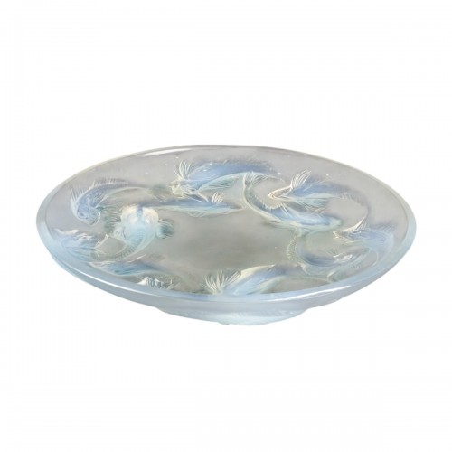 1920 René Lalique - Bowl Plate Martigues Fishes Opalescent Glass 