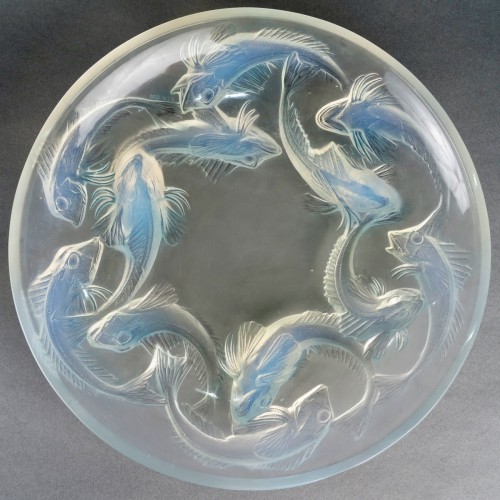 1920 René Lalique - Bowl Plate Martigues Fishes Opalescent Glass  - Glass & Crystal Style Art Déco