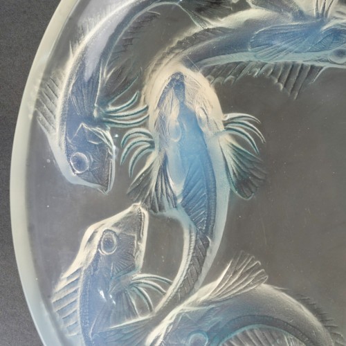 Glass & Crystal  - 1920 René Lalique - Bowl Plate Martigues Fishes Opalescent Glass 