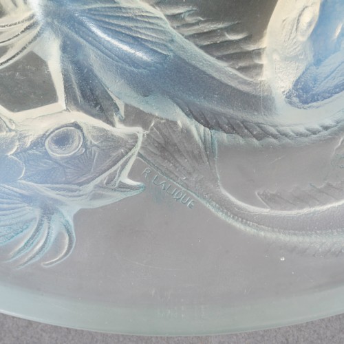 20th century - 1920 René Lalique - Bowl Plate Martigues Fishes Opalescent Glass 