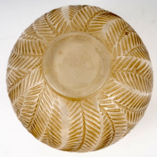 1923 René Lalique - Vase Palmes Sepia Patina - 