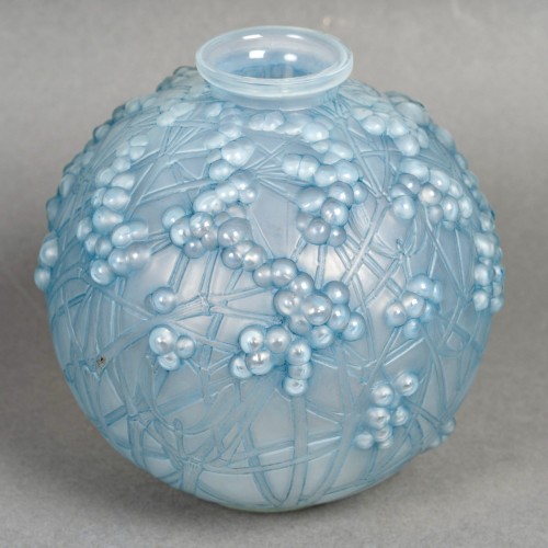 1924 René Lalique - Vase Patiné Bleu - Verrerie, Cristallerie Style Art Déco