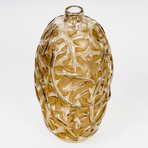 1920 René Lalique - Vase Ronces Patiné Sépia - Verrerie, Cristallerie Style Art Déco