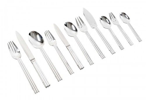 Puiforcat - Art Deco Cutlery Flatware Set Nantes Silver Metal - 98 Pieces