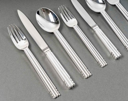 silverware & tableware  - Puiforcat - Art Deco Cutlery Flatware Set Nantes Silver Metal - 98 Pieces