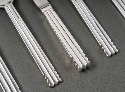 Art Déco - Puiforcat - Art Deco Cutlery Flatware Set Nantes Silver Metal - 98 Pieces