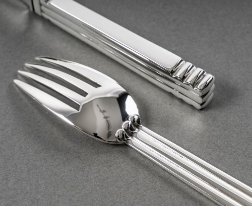 Antiquités - Puiforcat - Art Deco Cutlery Flatware Set Nantes Silver Metal - 98 Pieces