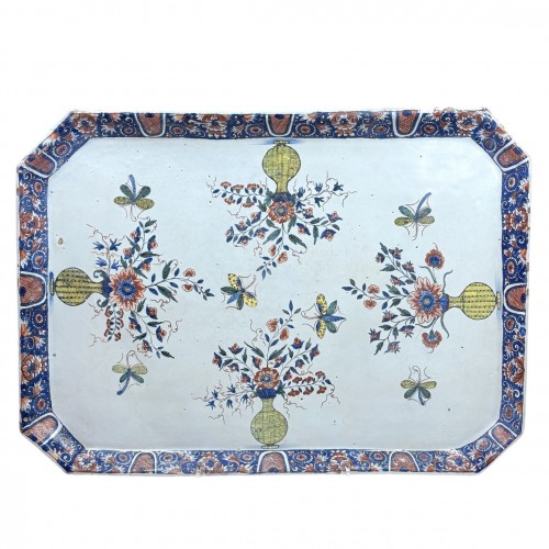 Rouen earthenware cabaret table top - Eighteenth century