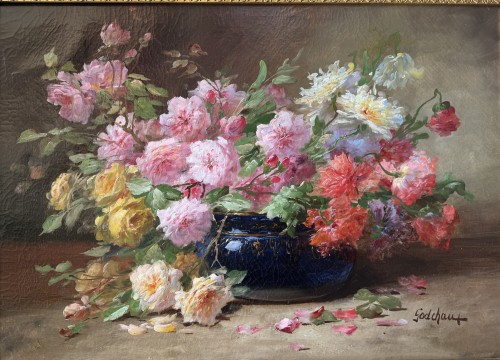 Tableaux et dessins Tableaux XIXe siècle - Godchaux Emile (1860-1938) - Paire de compositions florales