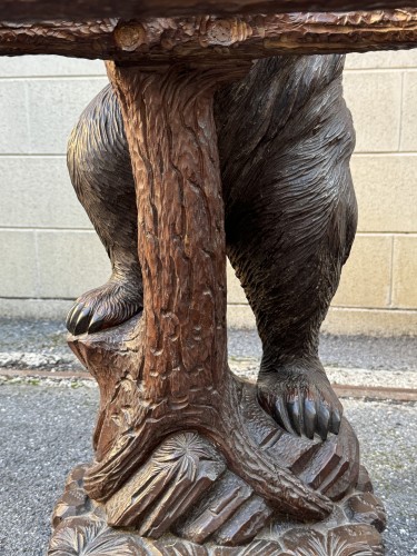 Antiquités - Porte manteau "Ours et ourson dans un arbre", Forêt Noire fin XIXe siècle