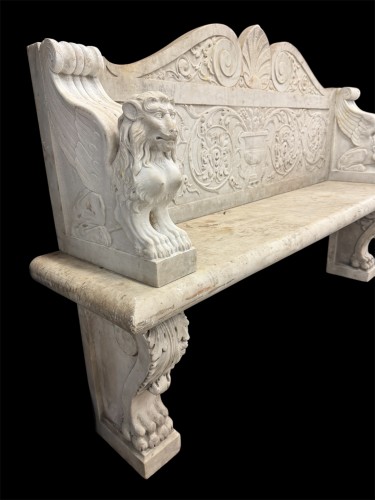 Banc en marbre de Carrare, Toscane XIXe siècle - Blue Antique - Enzo Gironi 