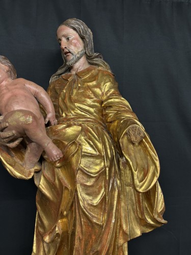 Sculpture Sculpture en Bois - Saint Joseph et Jésus Christ, XVIIe siècle