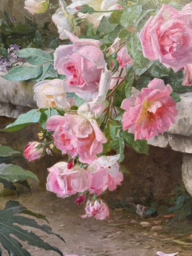 A. Gamba de Preydour (1846 - 1933) Jetée de roses sur un banc - 