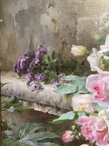  - A. Gamba de Preydour (1846 - 1933) Jetée de roses sur un banc