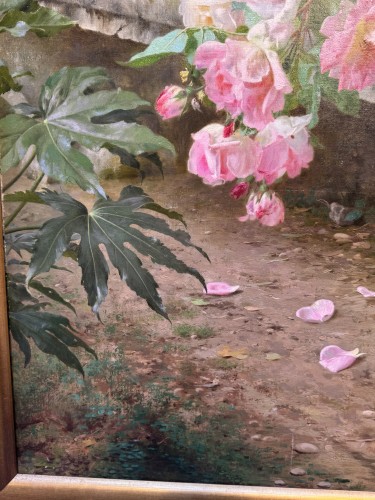 Antiquités - A. Gamba de Preydour (1846 - 1933) Jetée de roses sur un banc