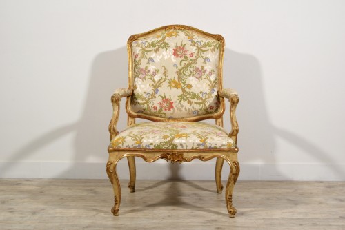 Seating  - 18th century, Italian Baroque Lacquered and Giltwood Armchairs 