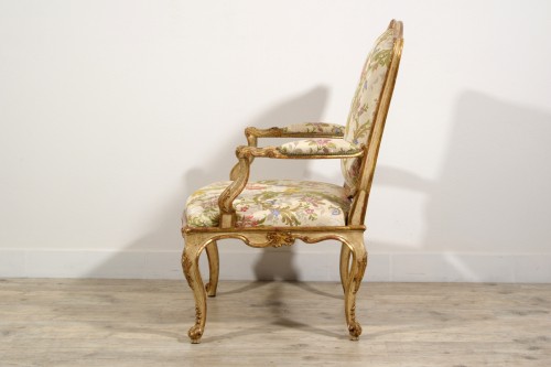 Antiquités - 18th century, Italian Baroque Lacquered and Giltwood Armchairs 
