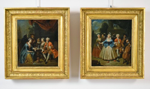 Jan Baptist Lambrechts, banquet et scène de danse - Tableaux et dessins Style 