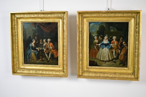 Tableaux et dessins Tableaux XVIIIe siècle - Jan Baptist Lambrechts, banquet et scène de danse