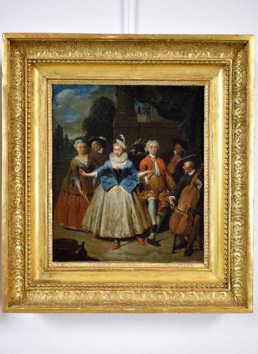 Jan Baptist Lambrechts, banquet et scène de danse - Brozzetti Antichità