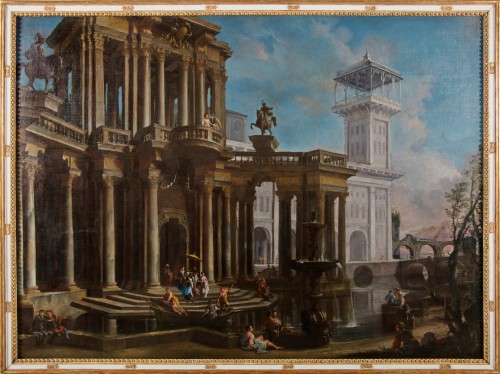 Tableaux et dessins Tableaux XVIIe siècle - Paire de caprices architecturaux, Francesco Aviani (,1662  - 1715) 