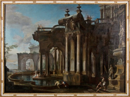 Paire de caprices architecturaux, Francesco Aviani (,1662  - 1715)  - Brozzetti Antichità