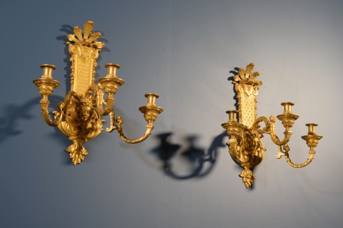  Pair of French 19th Century Gilt Bronze Sconces - Lighting Style 