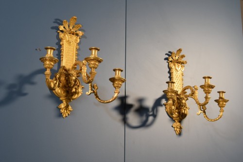  Pair of French 19th Century Gilt Bronze Sconces - 