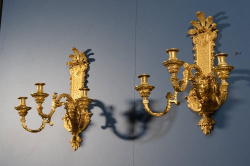 19th century -  Pair of French 19th Century Gilt Bronze Sconces