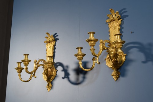  Pair of French 19th Century Gilt Bronze Sconces - 