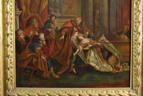 Antiquités - L’évanouissement d’Esther devant Assuero, école française du 18e siècle