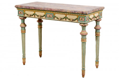 Console néoclassique en bois sculpté et laqué, Italie fin du XVIIIe siècle